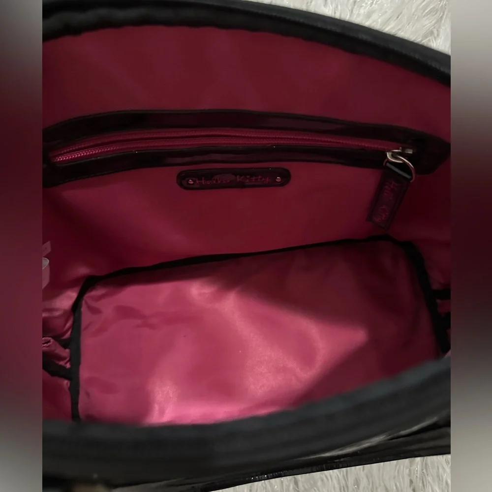 Hello Kitty Glossy Black Patent Embossed Satchel